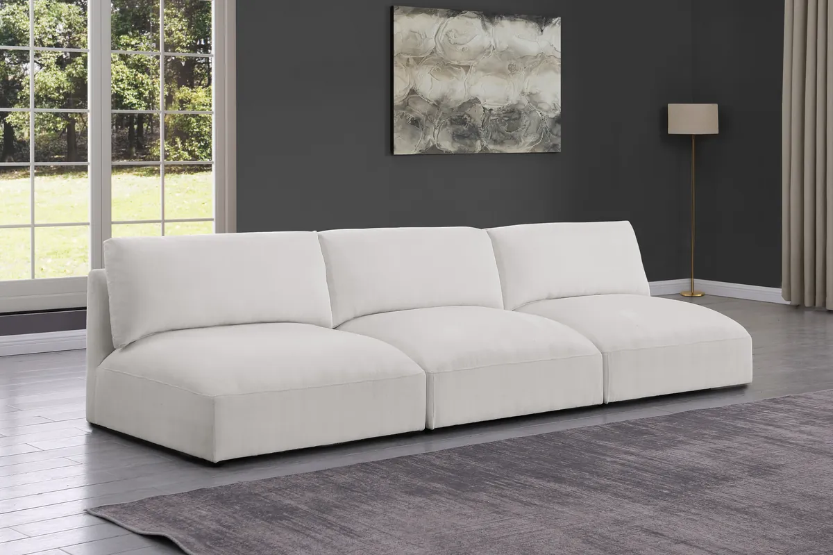 Ease - 3 Seat Modular Armless Sofa - Cream - View 2