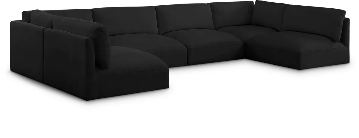 Ease - 6 Piece Modular U-Shaped Sectional - Black