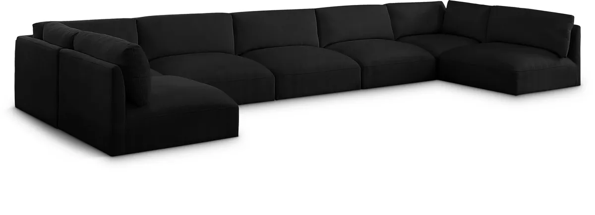 Ease - 7 Piece Modular U-Shaped Sectional - Black