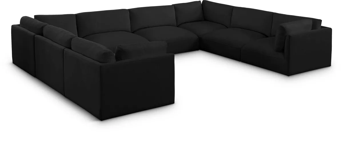 Ease - 8 Piece Modular U-Shaped Sectional - Black