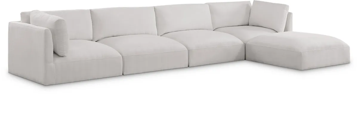 Ease - 5 Piece Modular Sectional With Chaise - Cream