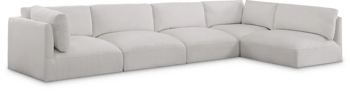 Ease - 5 Piece Modular Sectional - Cream