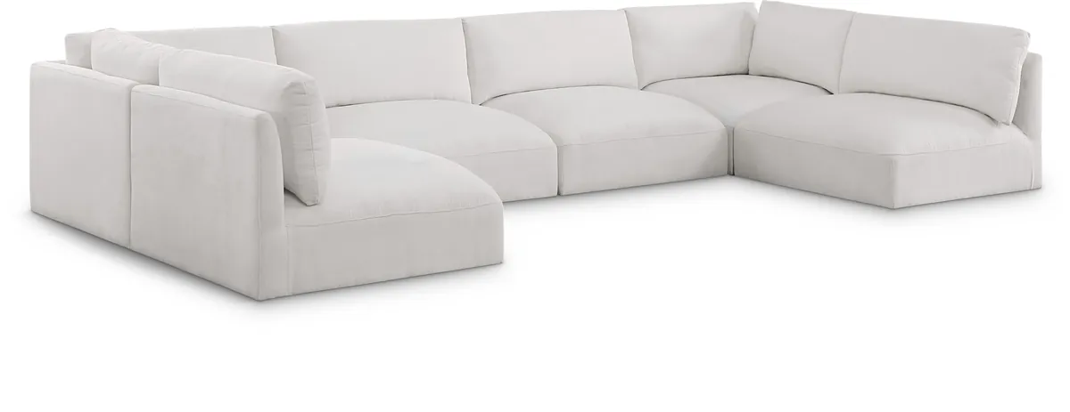 Ease - 6 Piece Modular U-Shaped Sectional - Cream