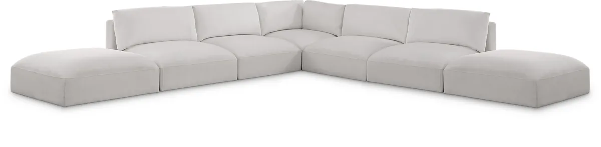 Ease - 7 Piece Modular Corner Sectional - Cream