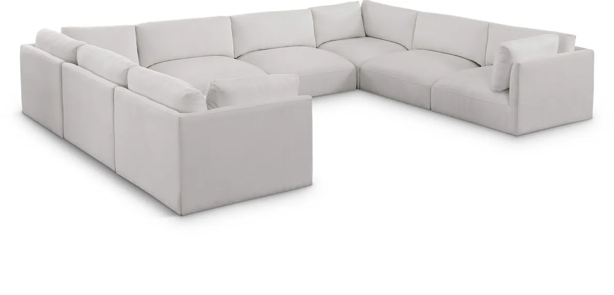 Ease - 8 Piece Modular U-Shaped Sectional - Cream