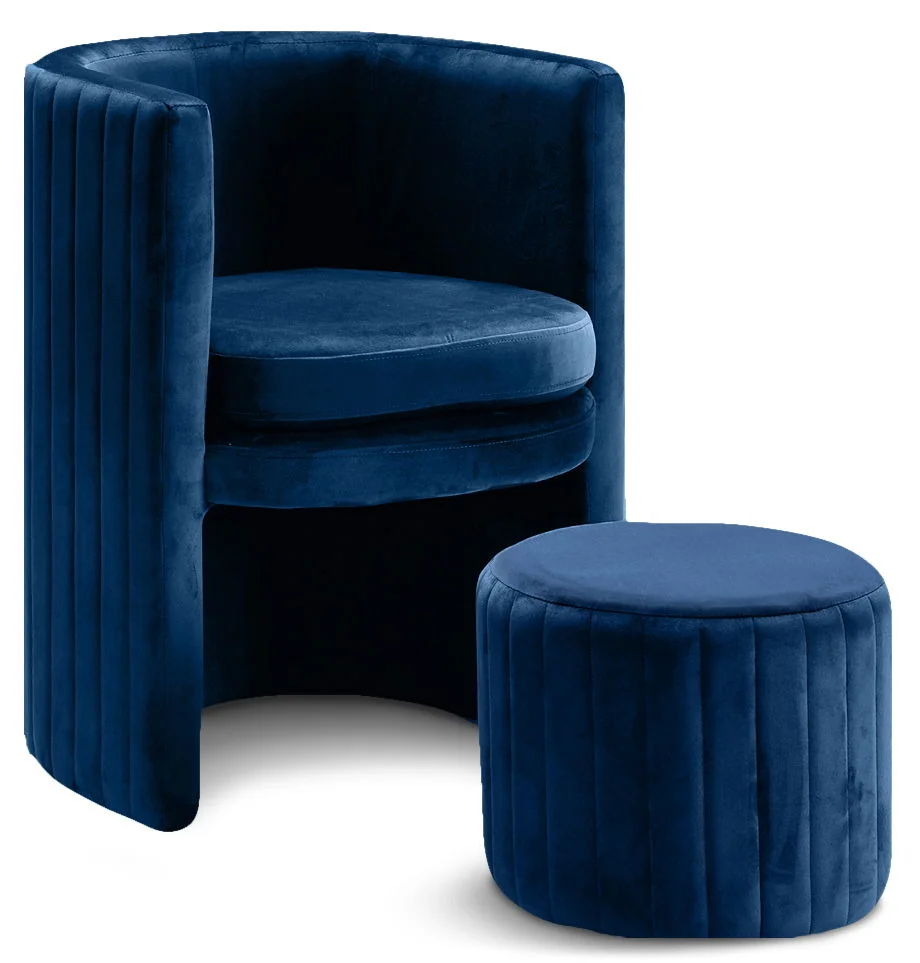 Selena - Accent Chair and Ottoman Set - Navy