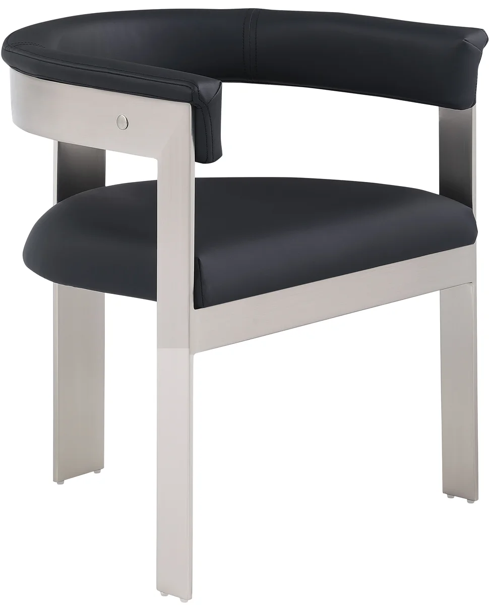 Romeo - Faux Leather Dining Chair With Silver Base (Set of 2) - Black