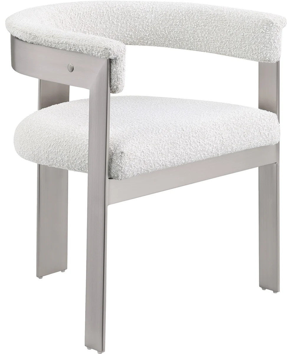 Romeo - Boucle Dining Chair With Silver Base (Set of 2) - Cream