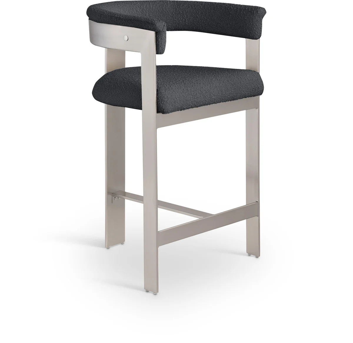 Romeo - Boucle Counter Stool With Silver Base (Set of 2) - Black
