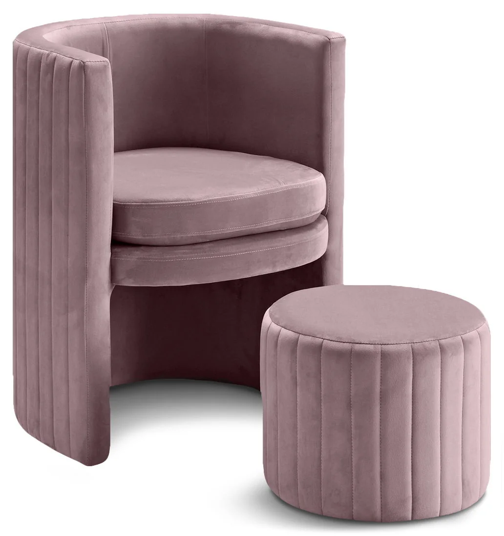 Selena - Accent Chair and Ottoman Set - Pink