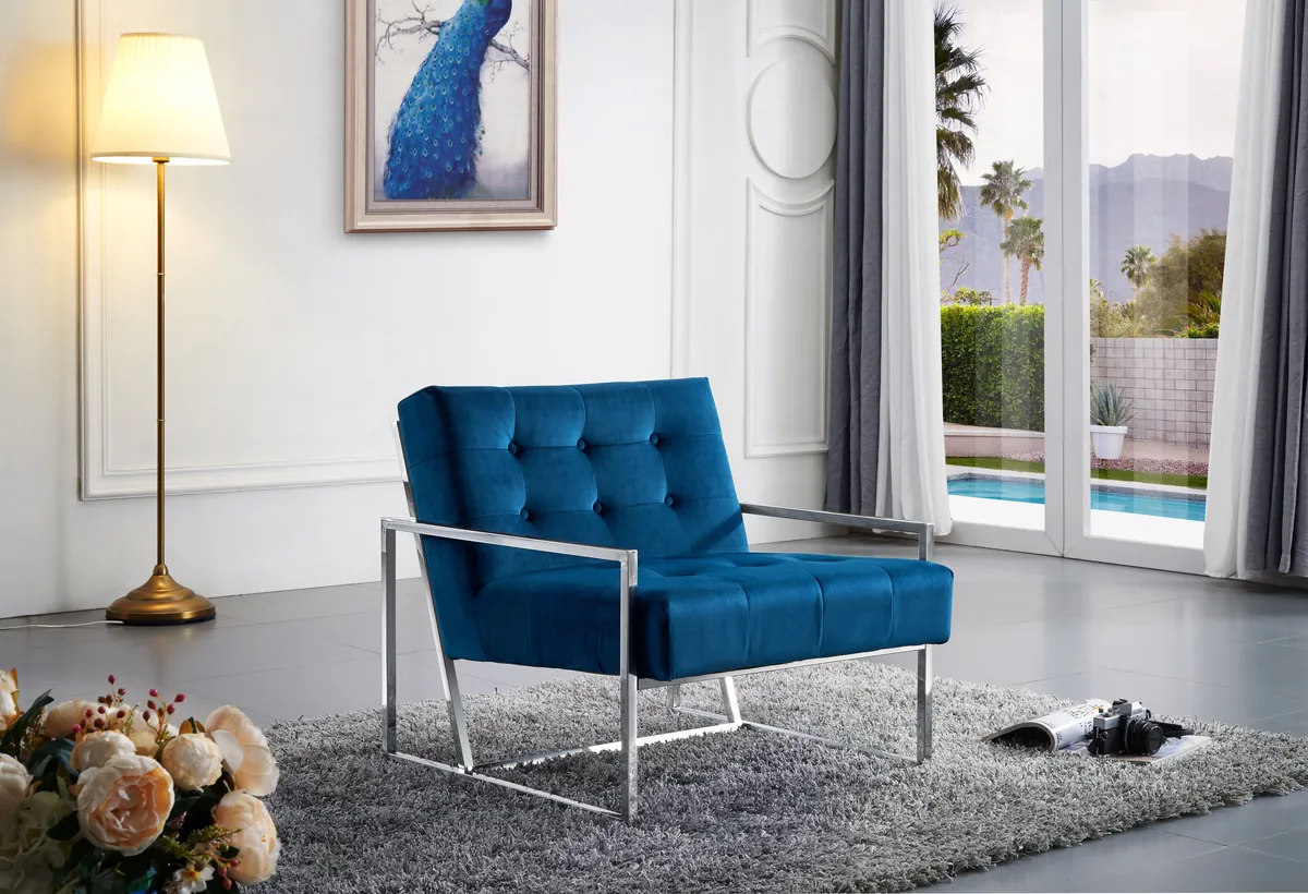 Alexis - Accent Chair - Navy - View 2