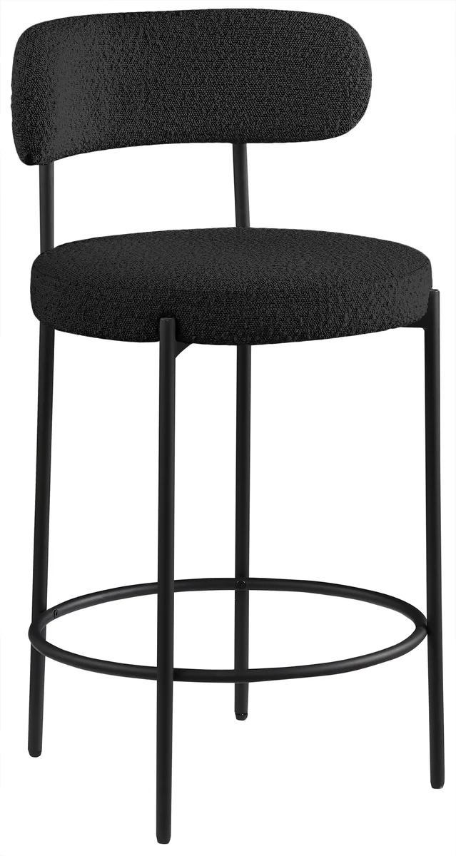 Beacon - Boucle Fabric Stool (Set of 2) - Black