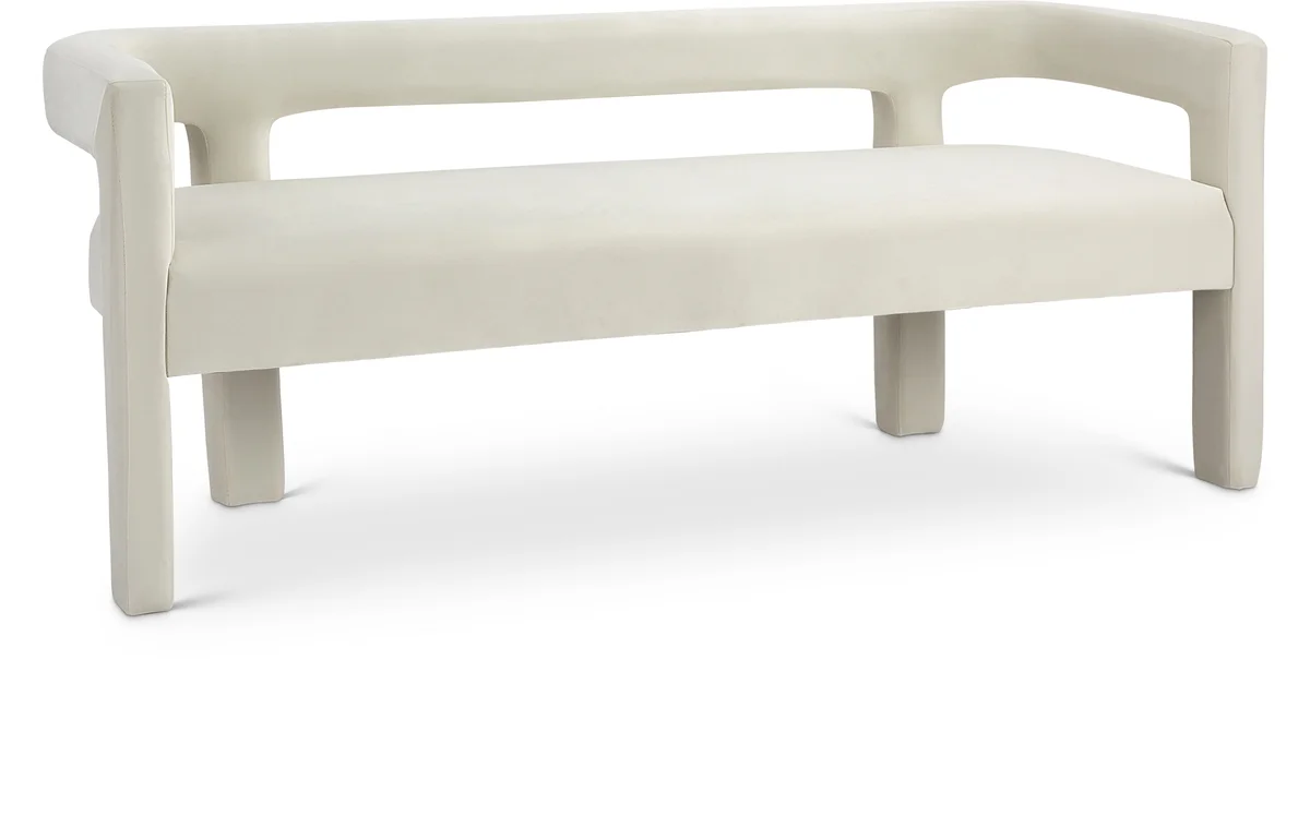 Athena - Velvet Bench - Cream