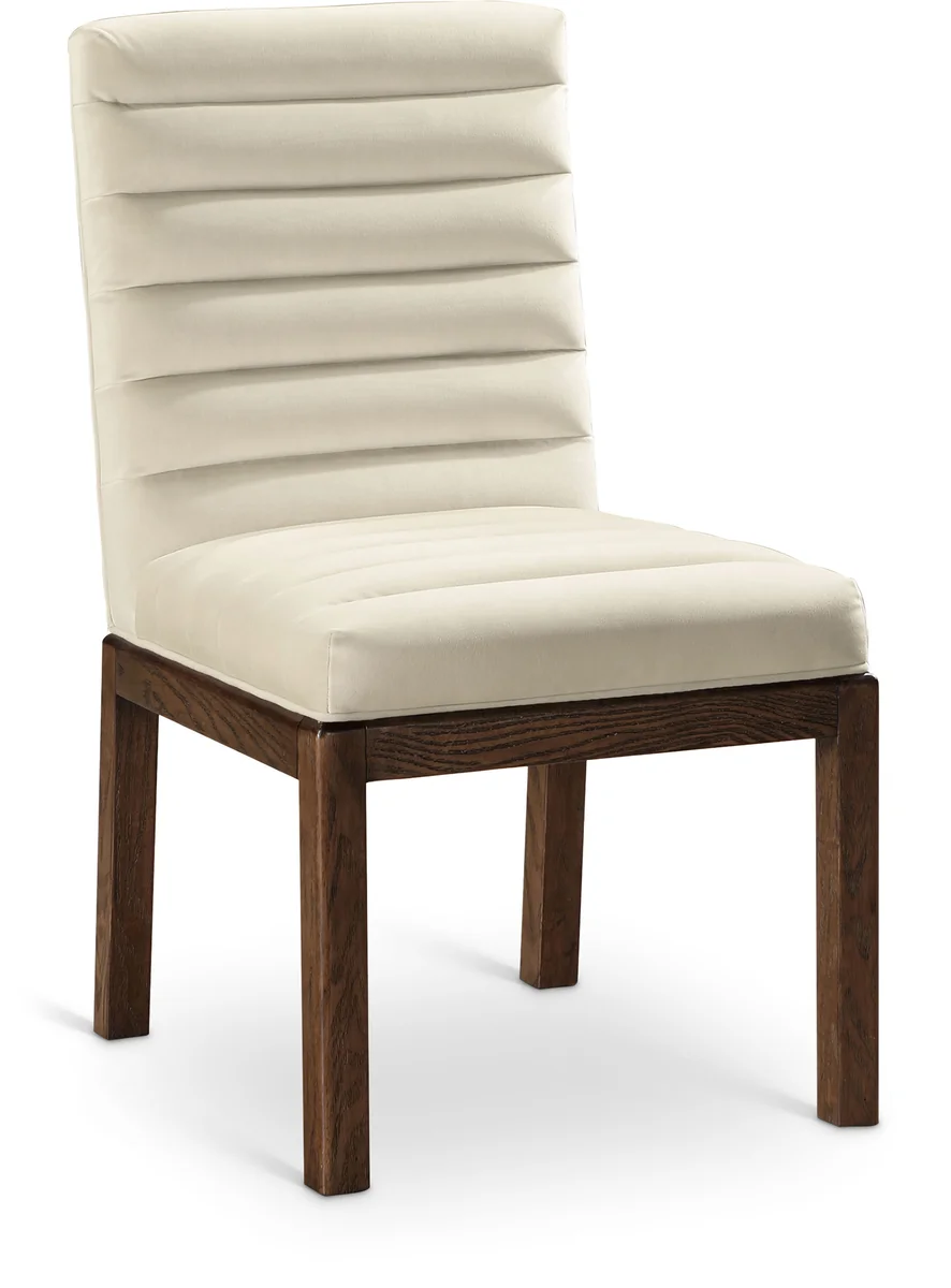 Evelyn - Dining Chair With Brown Legs - Cream