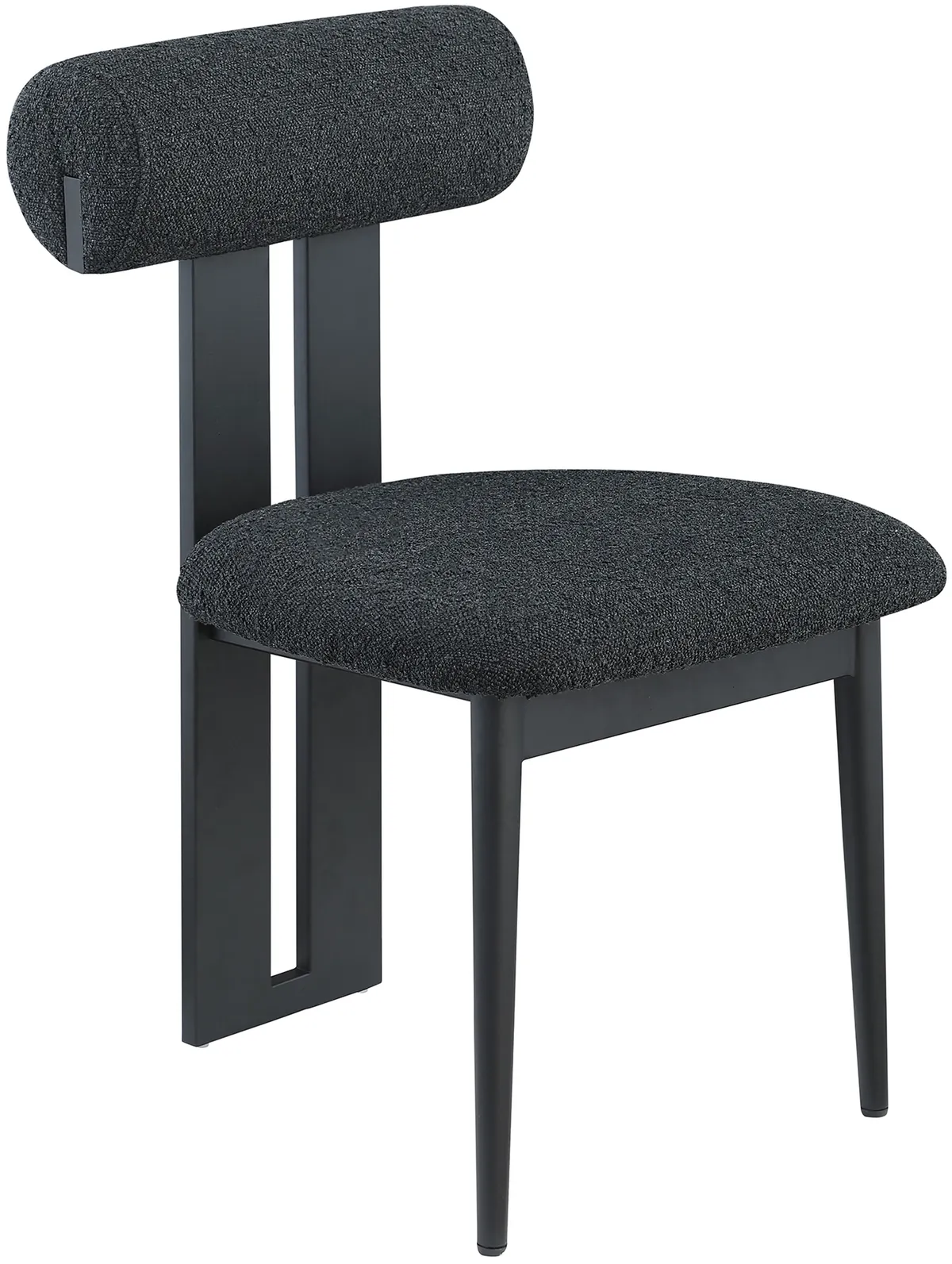 Dario - Boucle Dining Chair With Black Frame (Set of 2) - Black