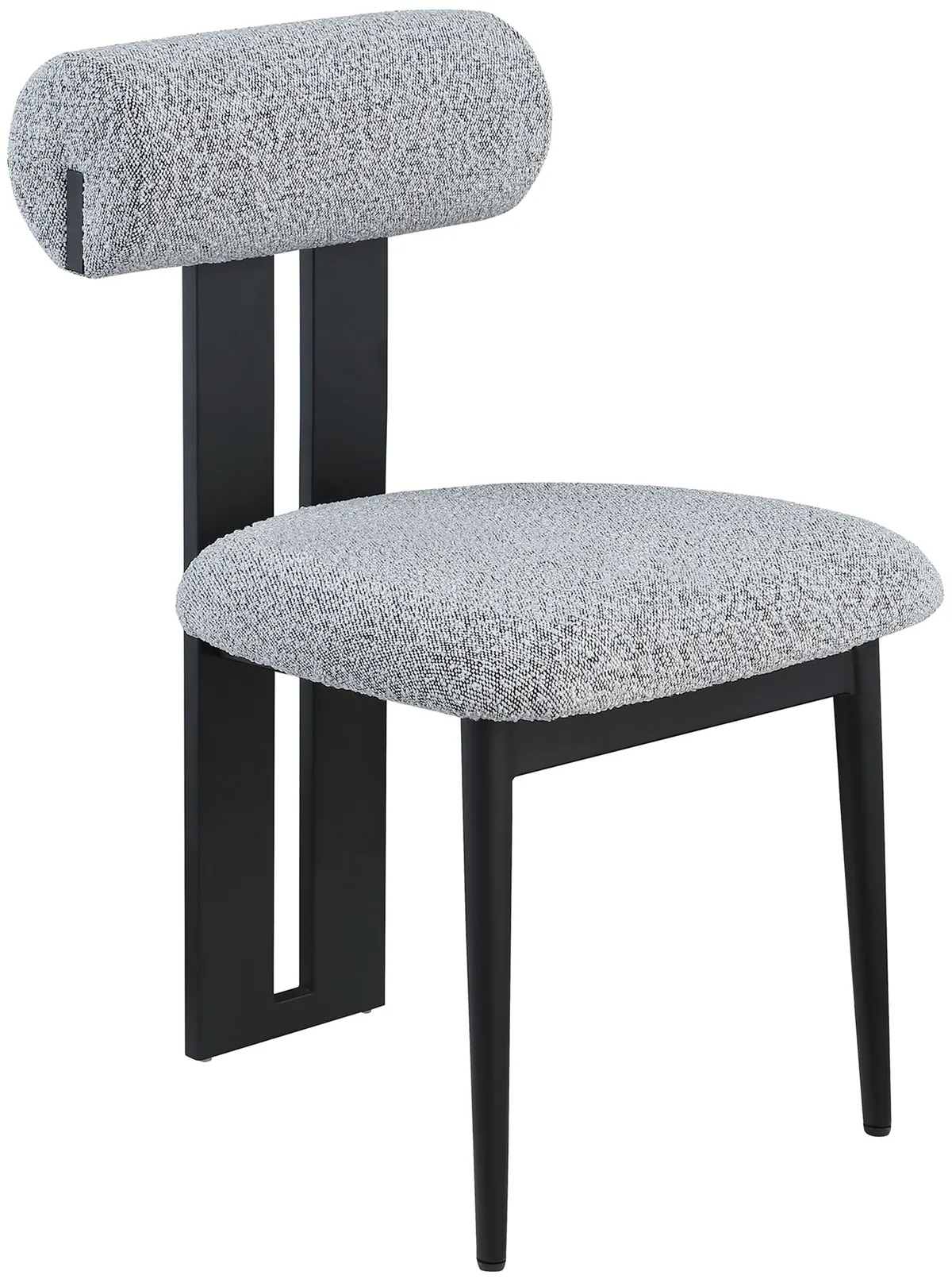 Dario - Boucle Dining Chair With Black Frame (Set of 2) - Gray