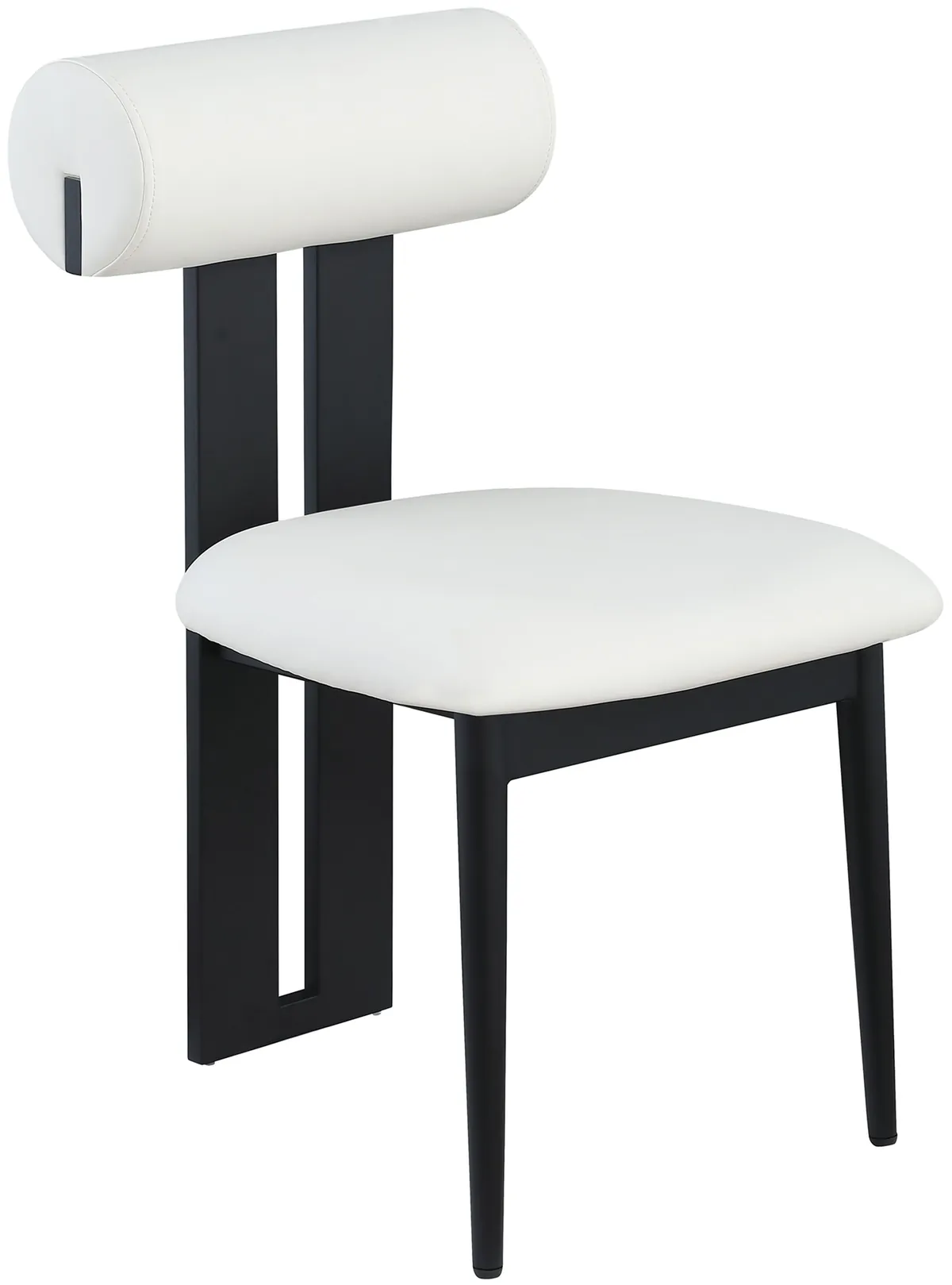 Dario - Faux Leather Dining Chair With Black Frame (Set of 2) - Cream