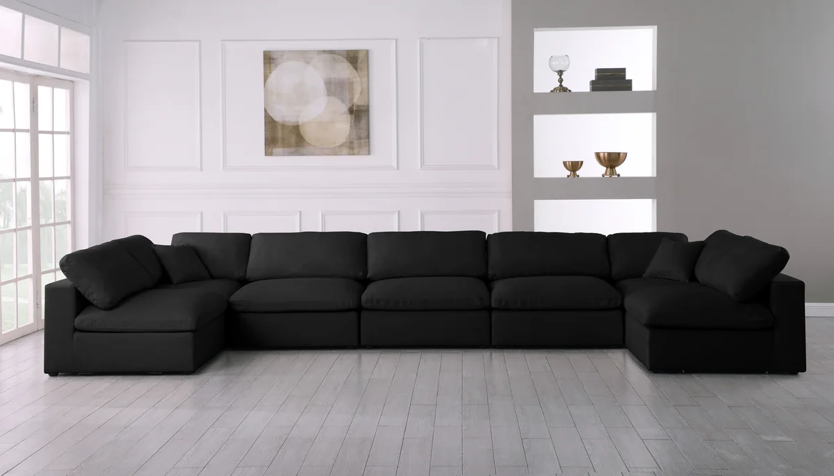 Serene - 7 Piece Modular U-Shaped Sectional - Black