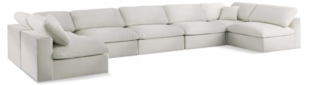 Serene - 7 Piece Modular U-Shaped Sectional - Cream