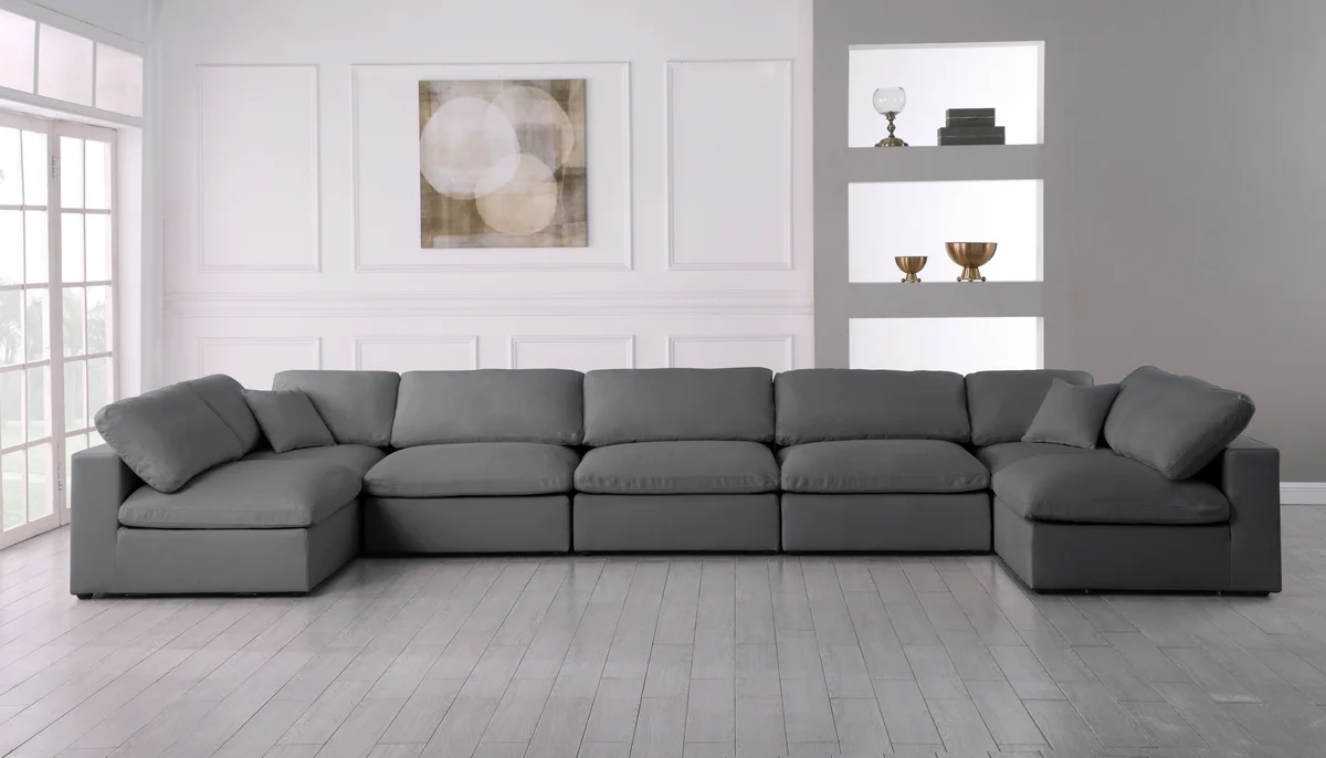 Serene - 7 Piece Modular U-Shaped Sectional - Gray