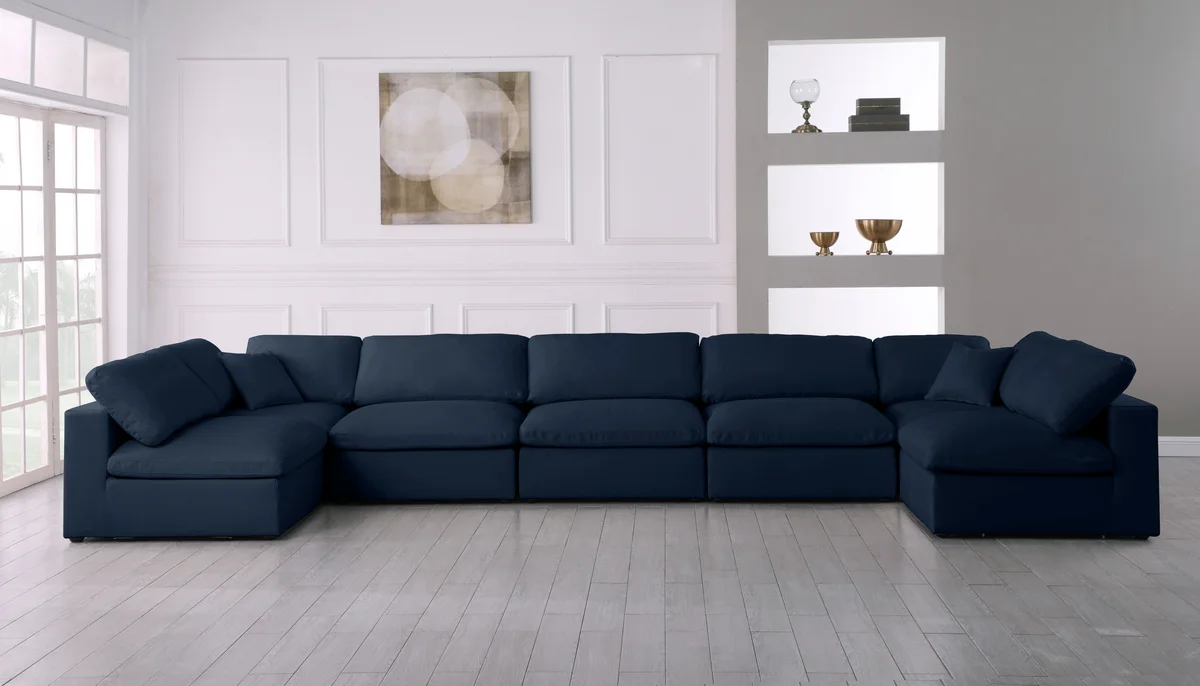 Serene - 7 Piece Modular U-Shaped Sectional - Navy