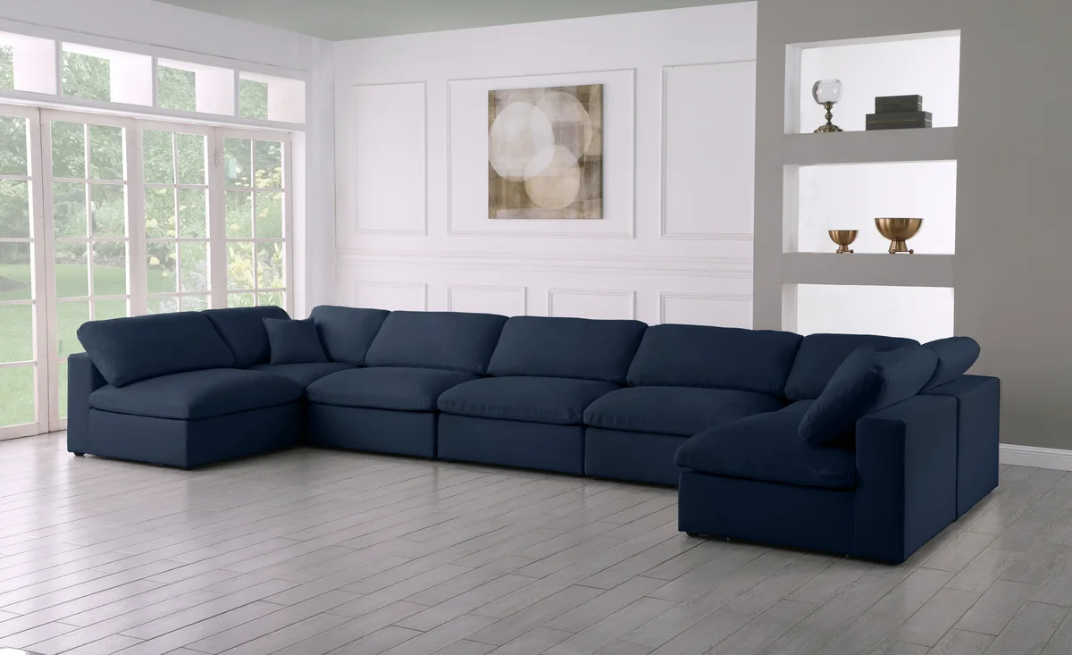 Serene - 7 Piece Modular U-Shaped Sectional - Navy - View 2