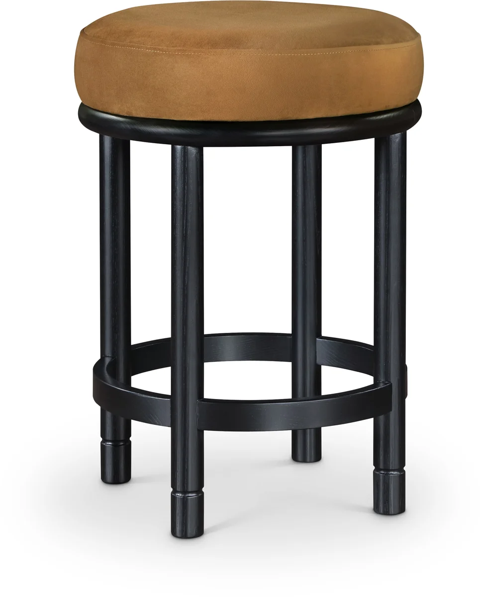 Monette - Counter Stool With Black Base - Saddle