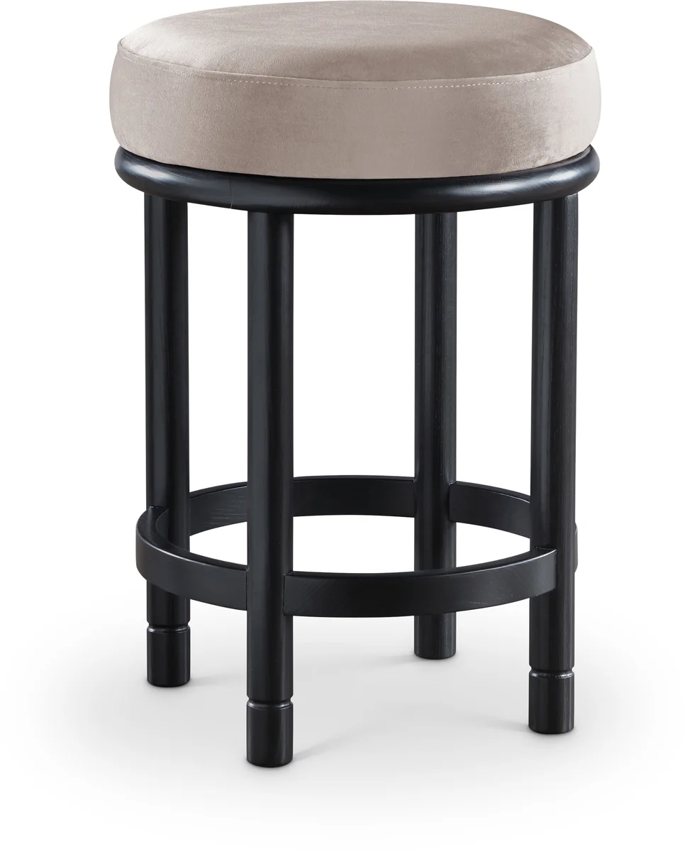 Monette - Counter Stool With Black Base - Taupe