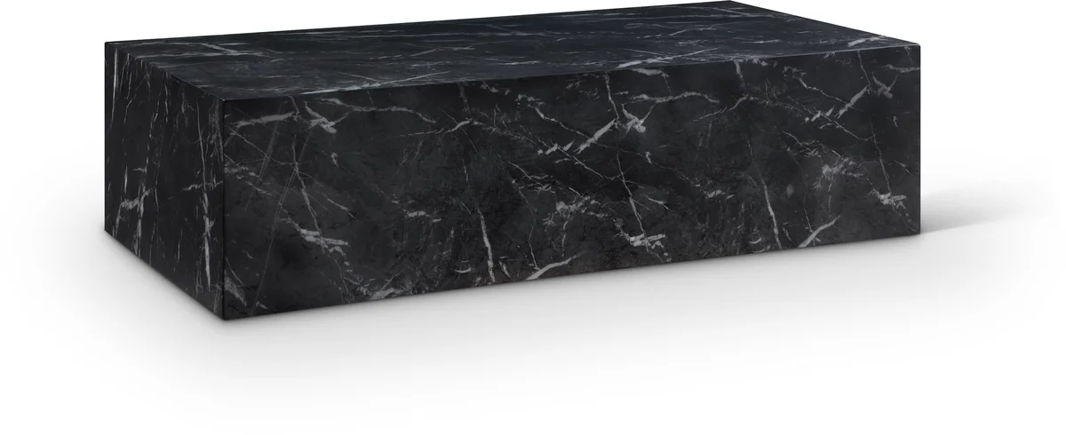 Piazza - Marble Finish Concrete Coffee Table - Black