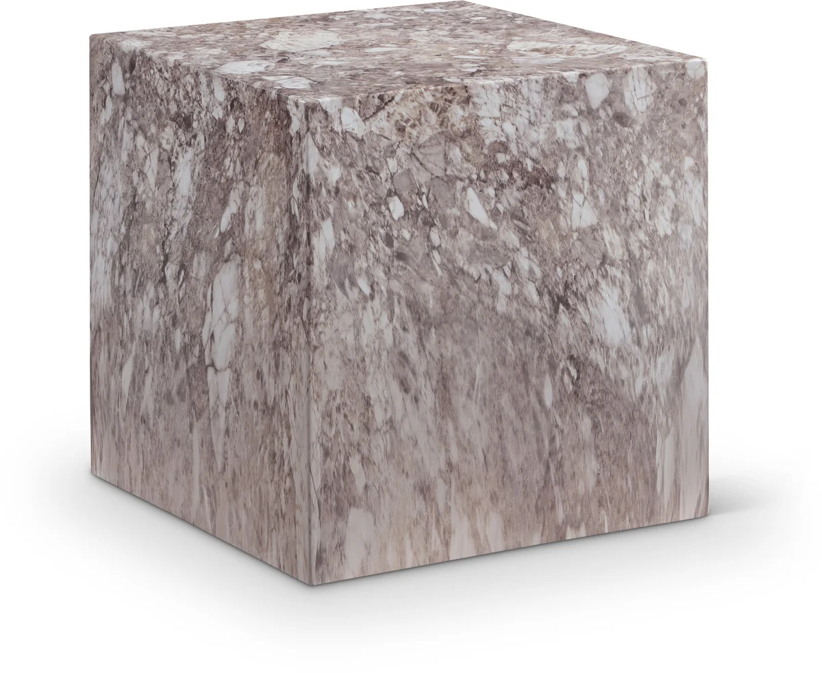 Piazza - Marble Finish Concrete End Table - Brown
