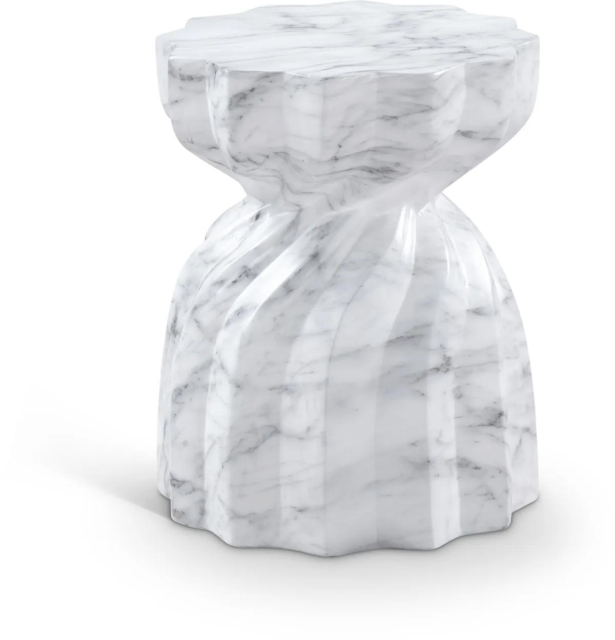 Caserta - Marble Finish Concrete End Table - White