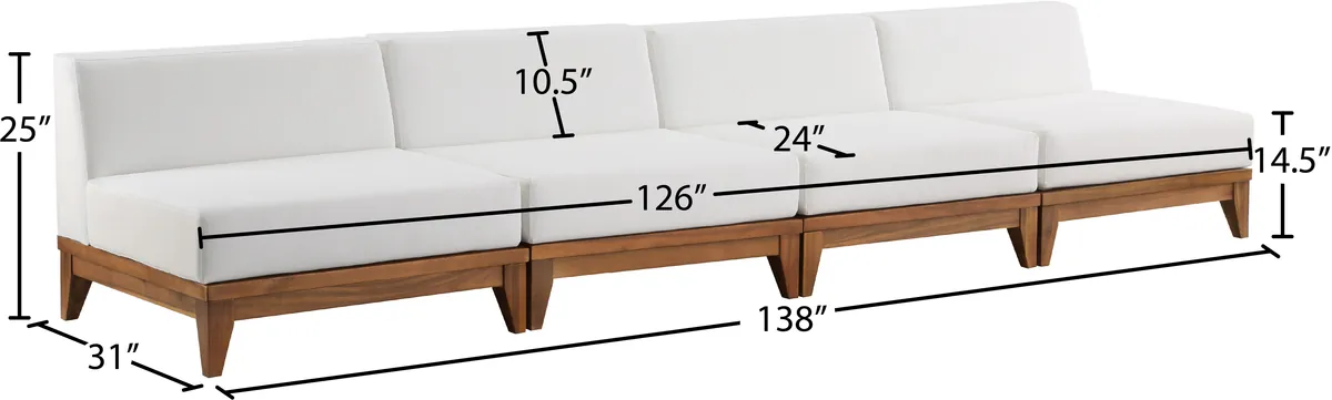 Rio - 4 Seat Modular Armless Sofa - Off White