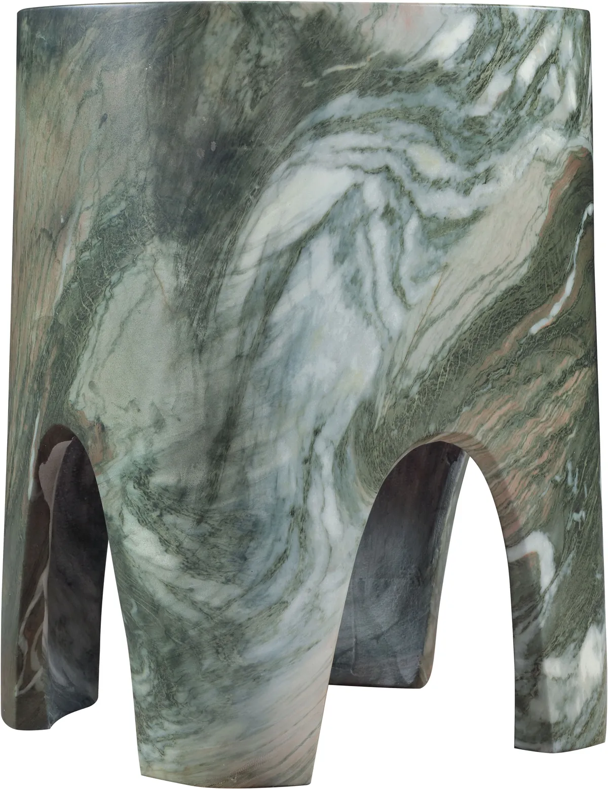 Foligno - Marble Finish Concrete End Table - Green - View 2