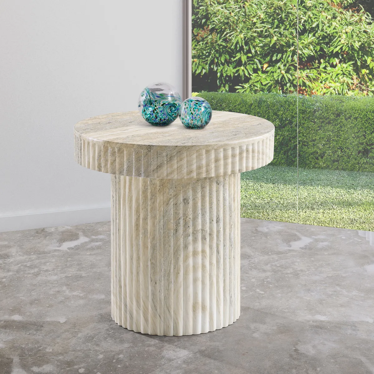 Legatto - Concrete End Table - Travertine - View 2