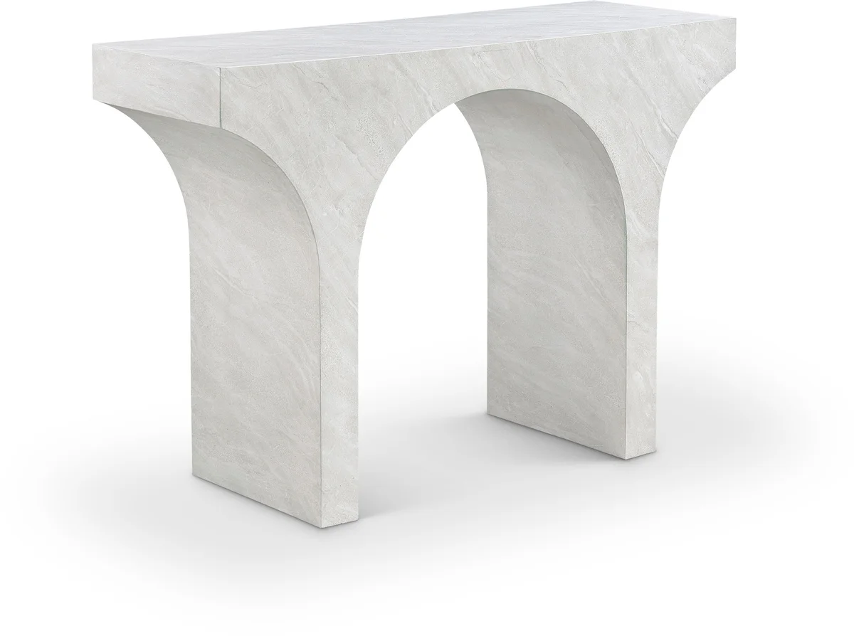 Pomezia - Marble Finish Console Table - White