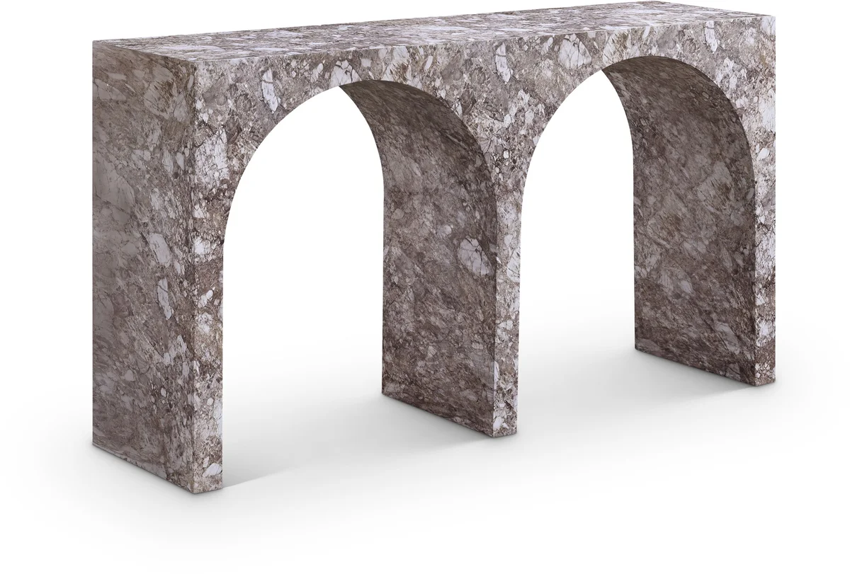 Faenza - Marble Finish Console Table - Brown