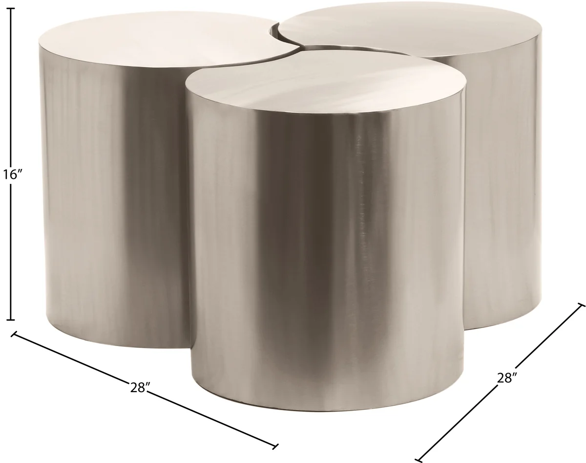 Dimple - 16" 3 Piece Modular Coffee Table - Silver - View 2