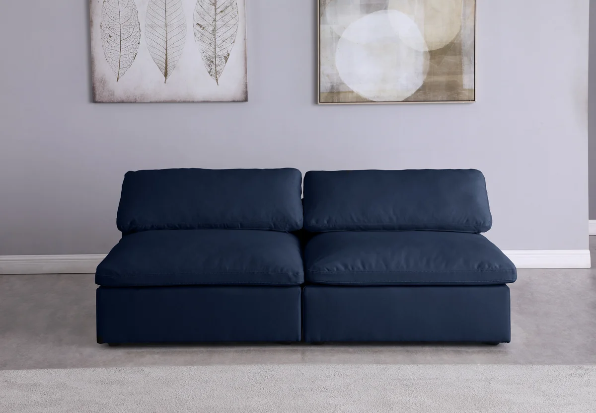 Serene - 2 Seat Modular Armless Sofa - Navy