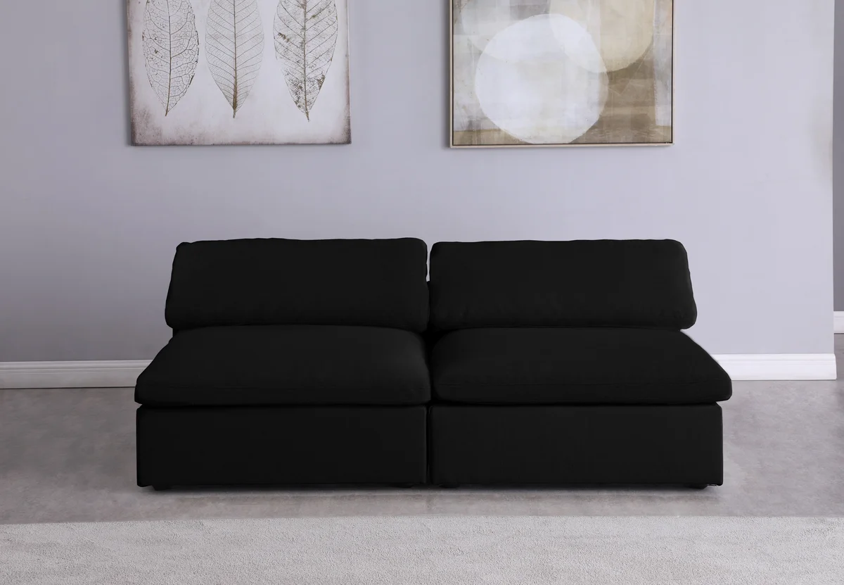Serene - 2 Seat Modular Armless Sofa - Black