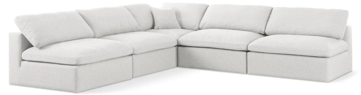 Serene - 5 Piece Modular Corner Armless Sectional - Cream