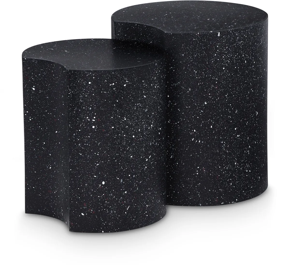 Dimple - 2 Piece Modular End Table - Black Terazzo