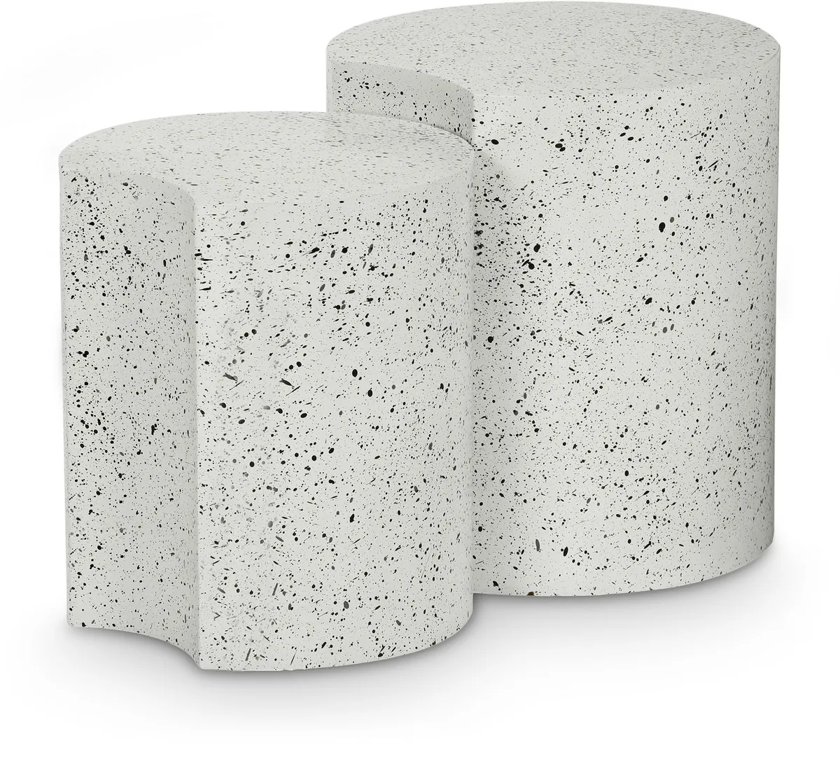Dimple - 2 Piece Modular End Table - White Terazzo Finish