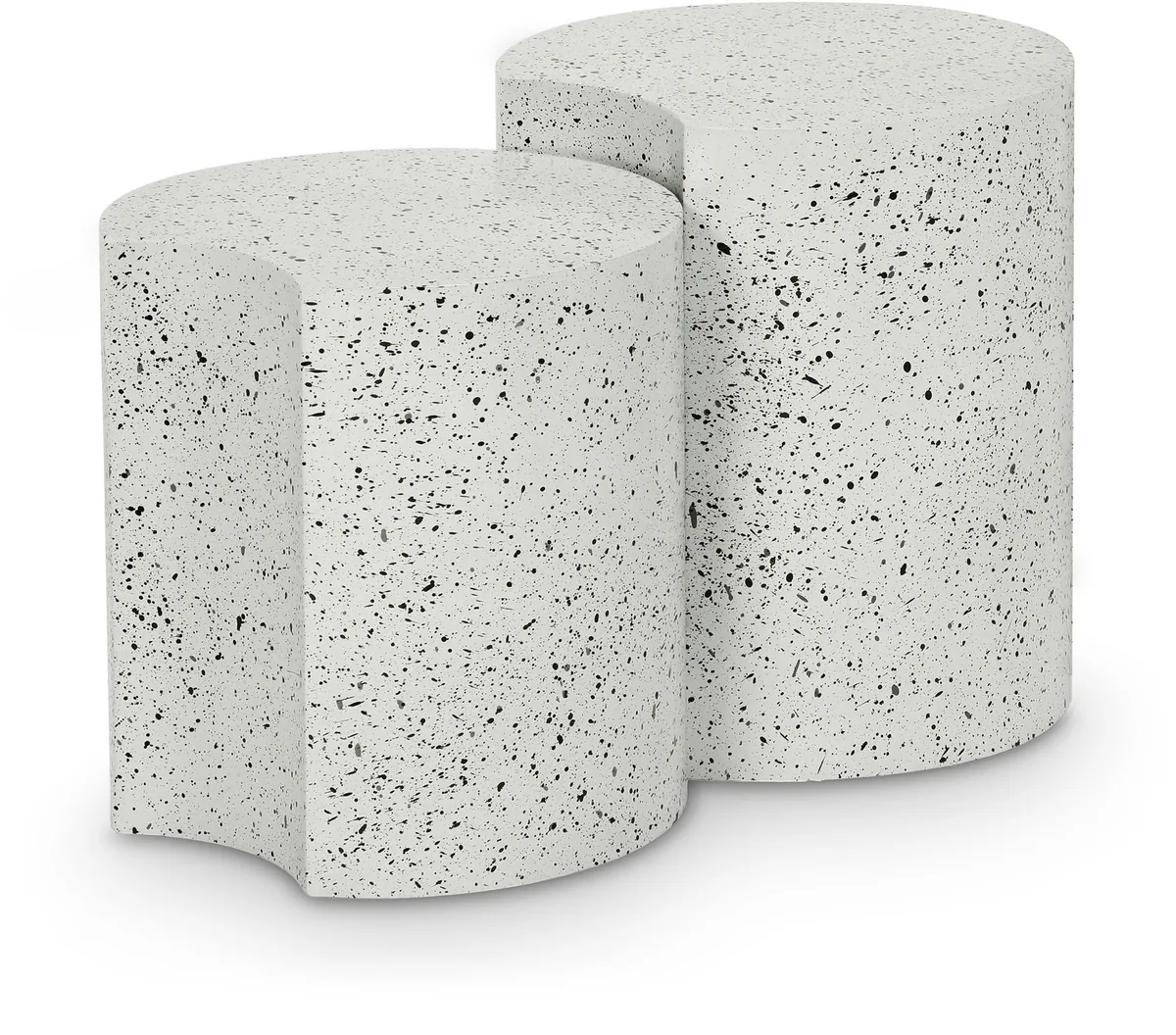 Dimple - 2 Piece Modular End Table - White Terazzo