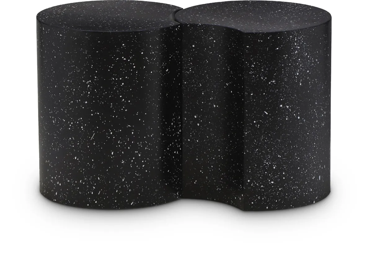 Dimple - 18" 2 Piece Modular End Table - Black Terazzo