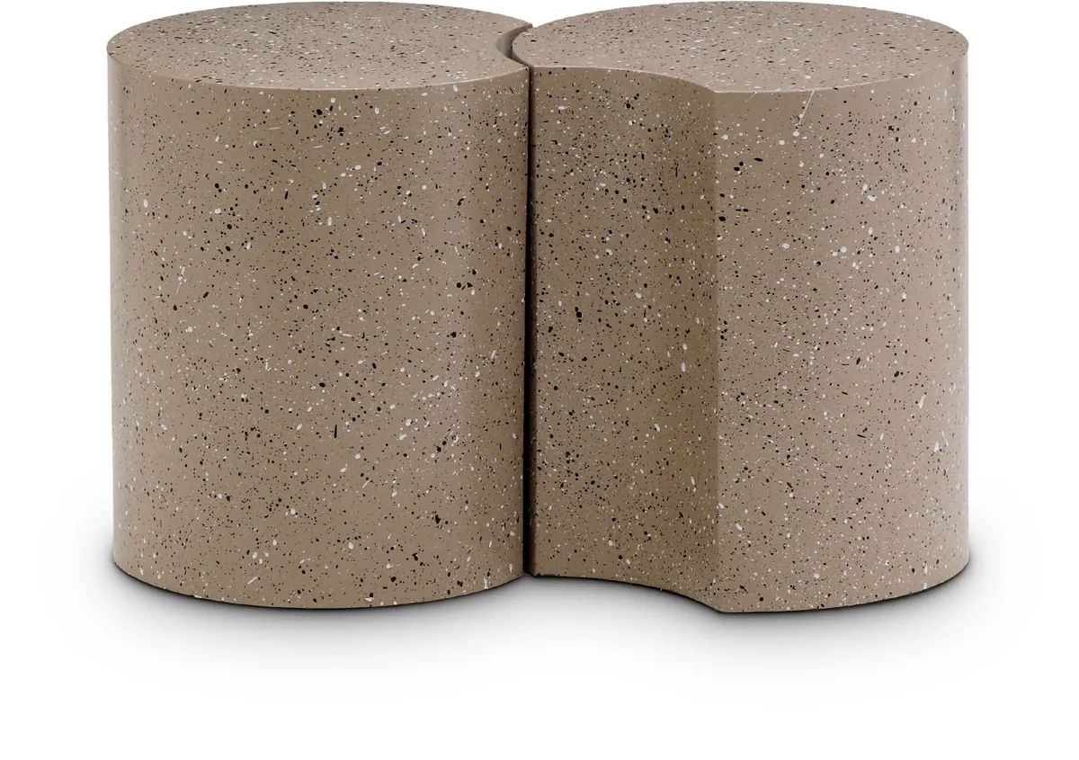 Dimple - 18" 2 Piece Modular End Table - Taupe Terazzo