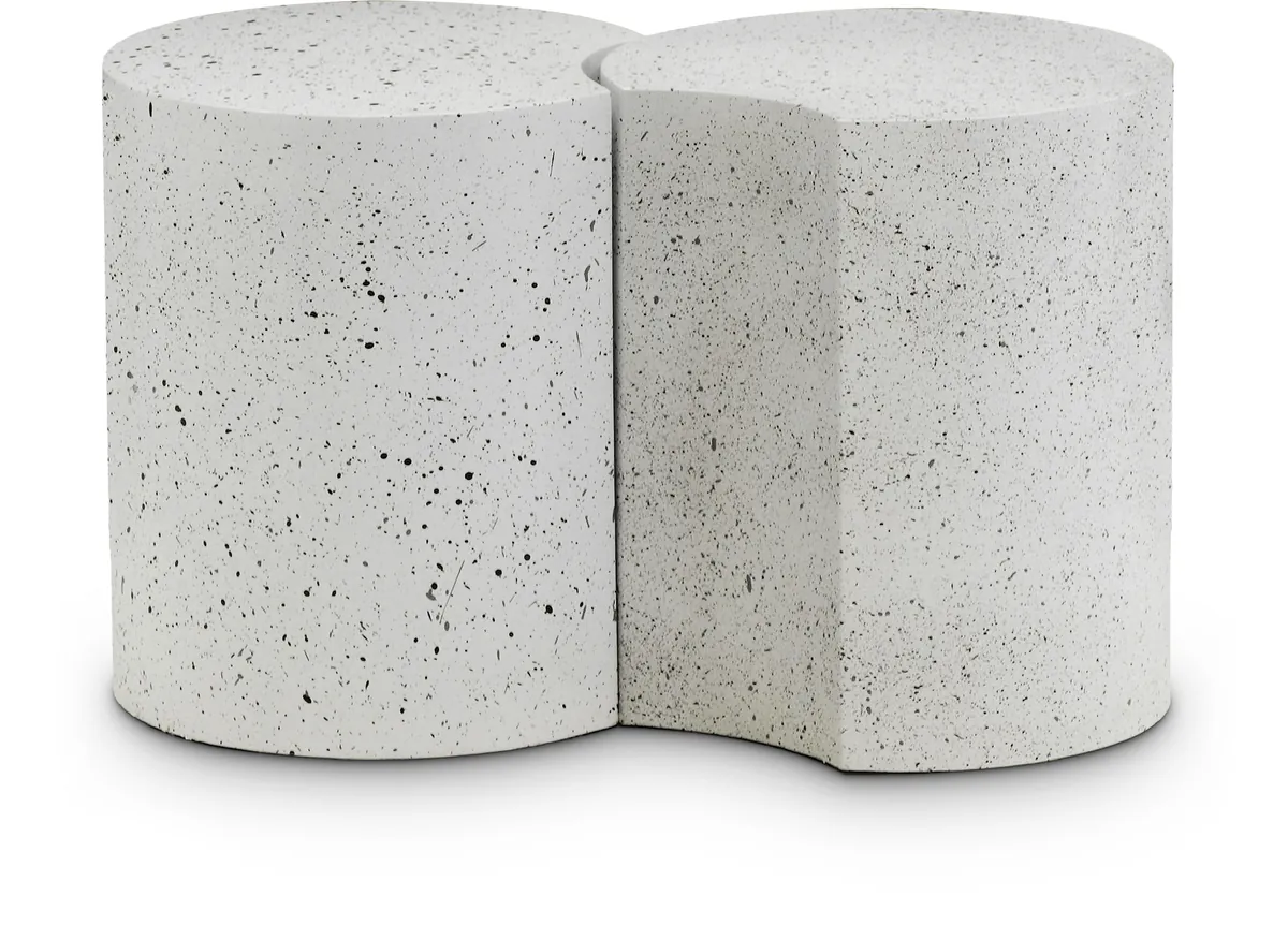 Dimple - 16" 2 Piece Modular End Table - White Terazzo