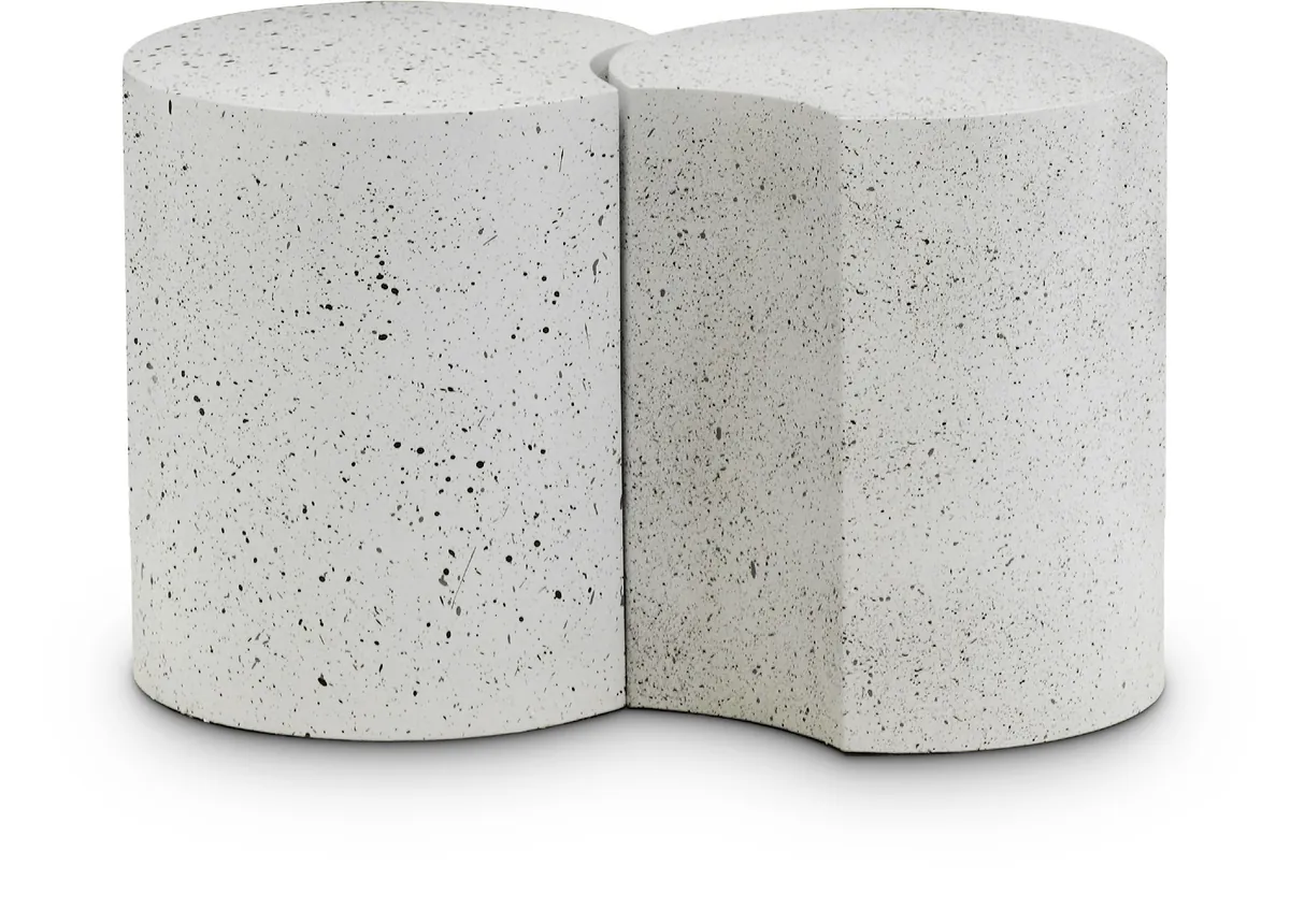 Dimple - 20" 2 Piece Modular End Table - White Terazzo