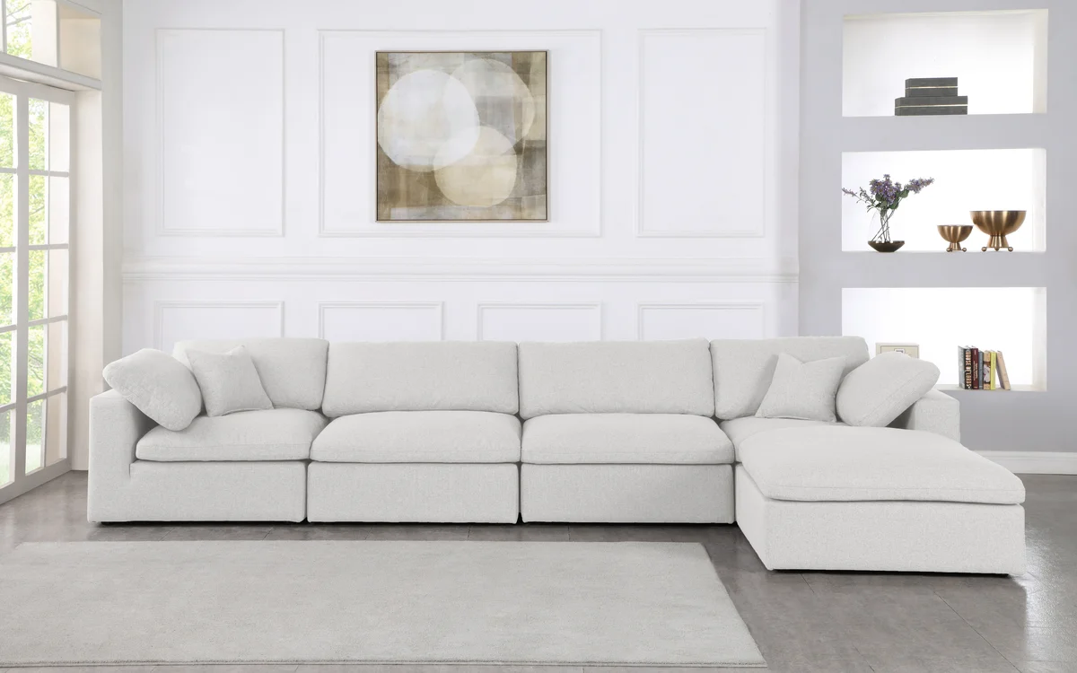 Serene - 5 Piece Modular Sectional With Chaise - Cream
