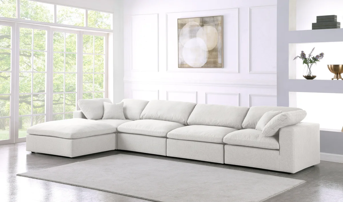 Serene - 5 Piece Modular Sectional With Chaise - Cream