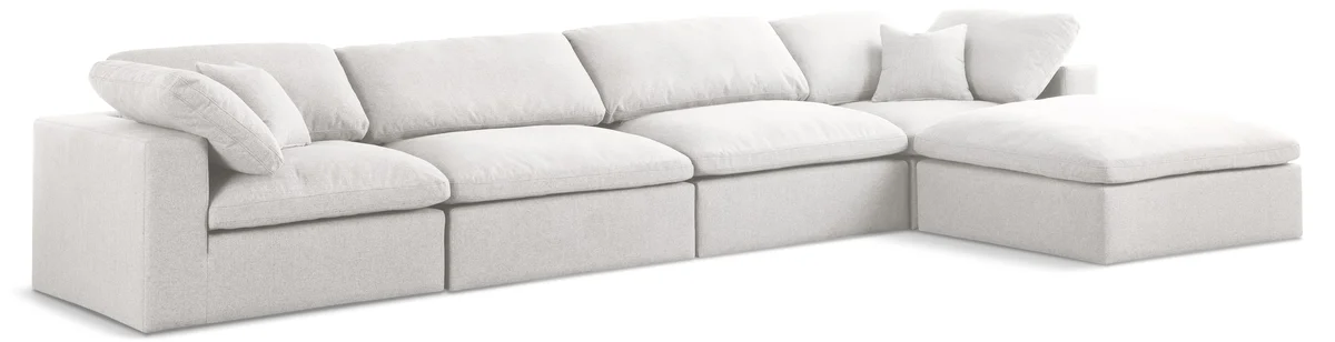 Serene - 5 Piece Modular Sectional With Chaise - Cream
